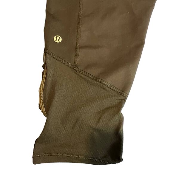 Lululemon Align Cropped Leggings Black Green 6 Zip Pocket Reflective Workout - Picture 10 of 10